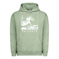 Pigment Oil Green the great wave off kanagawa Urban Hoodie - artisFamous