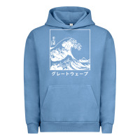 Pigment Pebble Blue the great wave off kanagawa Urban Hoodie - artisFamous