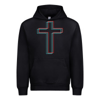 Black A Neon Christian Cross Urban Hoodie - artisFamous