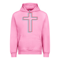 Fuchsia Pink A Neon Christian Cross Urban Hoodie - artisFamous