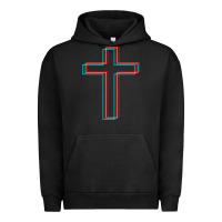 Pigment Black A Neon Christian Cross Urban Hoodie - artisFamous