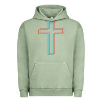 Pigment Oil Green A Neon Christian Cross Urban Hoodie - artisFamous