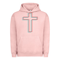 Pigment Salmon A Neon Christian Cross Urban Hoodie - artisFamous