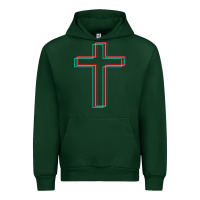 Forest Green A Neon Christian Cross Urban Hoodie - artisFamous
