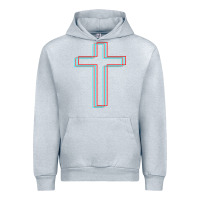 Heather Grey A Neon Christian Cross Urban Hoodie - artisFamous