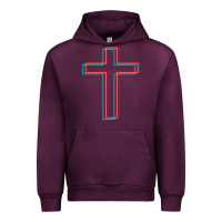 Mauve Wine A Neon Christian Cross Urban Hoodie - artisFamous