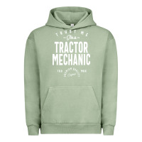 Pigment Oil Green Tractor Mechanic Gift Funny Job Title Profession Birthday Idea Urban Hoodie - artisFamous