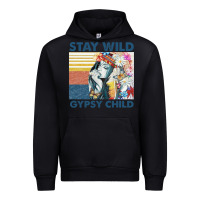 Black stay wild gypsy child letter rainbow Urban Hoodie - artisFamous