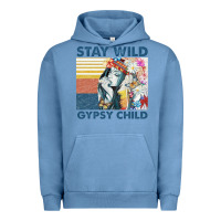 Pigment Pebble Blue stay wild gypsy child letter rainbow Urban Hoodie - artisFamous