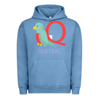 Pigment Pebble Blue Cute Quetzal Kid's Urban Hoodie - artisFamous