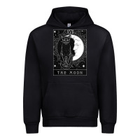 Black tarot card crescent moon and cat graphic Urban Hoodie - artisFamous