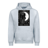 Heather Grey tarot card crescent moon and cat graphic Urban Hoodie - artisFamous
