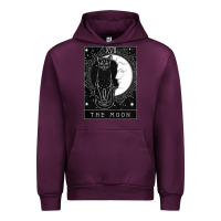 Mauve Wine tarot card crescent moon and cat graphic Urban Hoodie - artisFamous