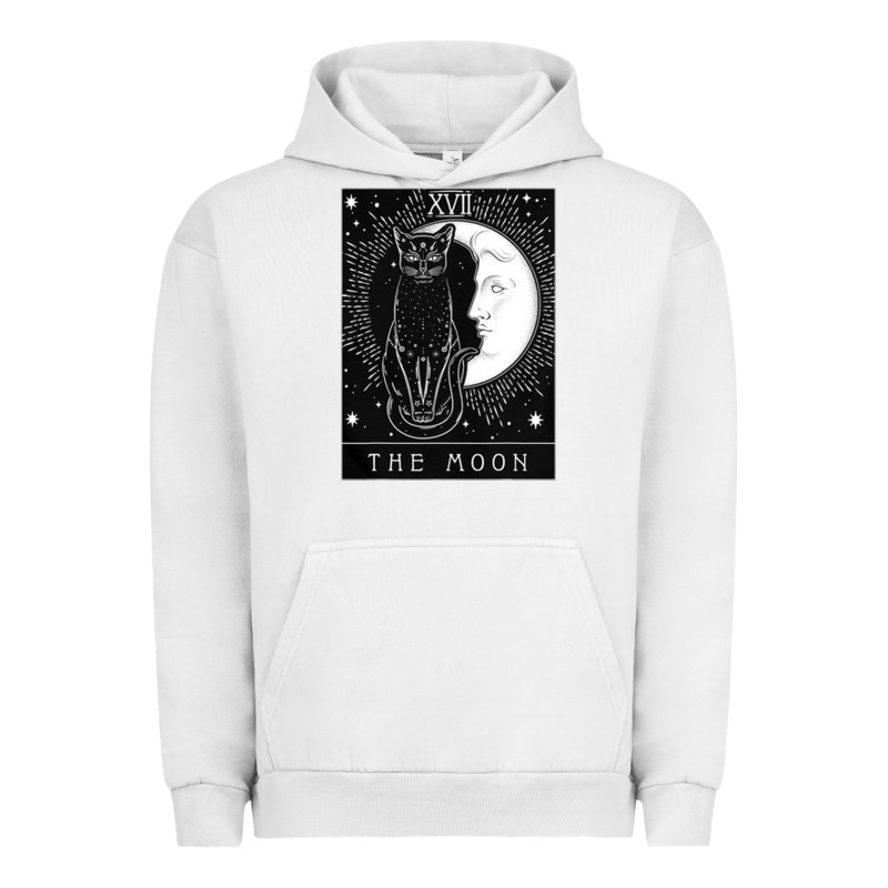 Tarot Card Crescent Moon And Cat Graphic Urban Hoodie by artisFamous | Teevron