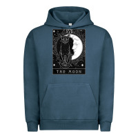 Pigment Midnight Navy tarot card crescent moon and cat graphic Urban Hoodie - artisFamous