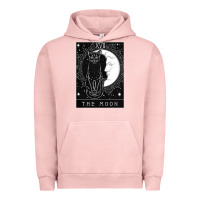 Pigment Salmon tarot card crescent moon and cat graphic Urban Hoodie - artisFamous