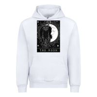 White tarot card crescent moon and cat graphic Urban Hoodie - artisFamous