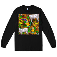St. Patricks Cow With Rainbow And Beer Seamless Long Sleeve Tee | Teevron