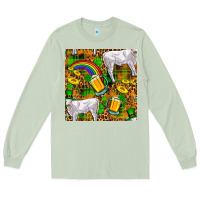 Matcha St. Patricks Cow With Rainbow And Beer Seamless Long Sleeve Tee - FaDigitalArtStudio
