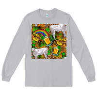 Moon Dust St. Patricks Cow With Rainbow And Beer Seamless Long Sleeve Tee - FaDigitalArtStudio