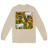 Mushroom St. Patricks Cow With Rainbow And Beer Seamless Long Sleeve Tee - FaDigitalArtStudio