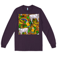Plum St. Patricks Cow With Rainbow And Beer Seamless Long Sleeve Tee - FaDigitalArtStudio