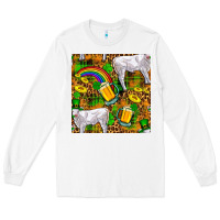 White St. Patricks Cow With Rainbow And Beer Seamless Long Sleeve Tee - FaDigitalArtStudio