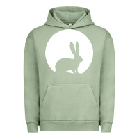 Pigment Oil Green bunny and full moon funny Urban Hoodie - artisFamous