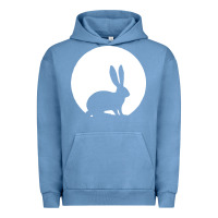 Pigment Pebble Blue bunny and full moon funny Urban Hoodie - artisFamous