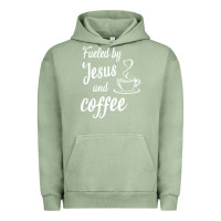 Pigment Oil Green Fueled by jesus and coffee Urban Hoodie - artisFamous