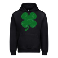 Black distressed green four leaf clover Urban Hoodie - artisFamous