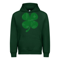 Forest Green distressed green four leaf clover Urban Hoodie - artisFamous