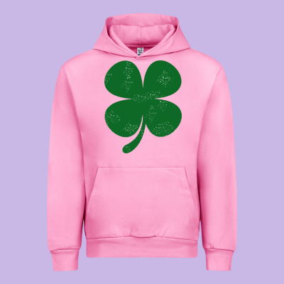 Distressed Green Four Leaf Clover Urban Hoodie Designed By Artisfamous