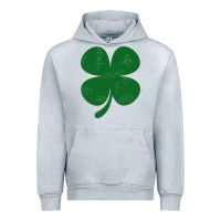 Heather Grey distressed green four leaf clover Urban Hoodie - artisFamous