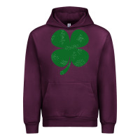 Mauve Wine distressed green four leaf clover Urban Hoodie - artisFamous