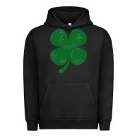 Pigment Black distressed green four leaf clover Urban Hoodie - artisFamous