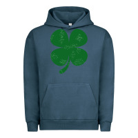 Pigment Midnight Navy distressed green four leaf clover Urban Hoodie - artisFamous
