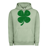 Pigment Oil Green distressed green four leaf clover Urban Hoodie - artisFamous