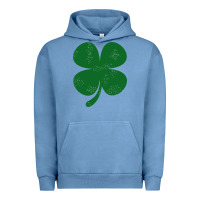 Pigment Pebble Blue distressed green four leaf clover Urban Hoodie - artisFamous