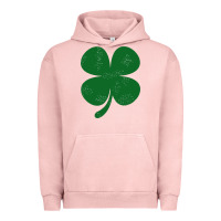 Pigment Salmon distressed green four leaf clover Urban Hoodie - artisFamous