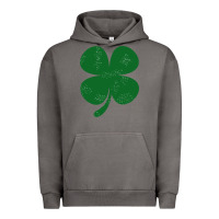 Pigment Tornado distressed green four leaf clover Urban Hoodie - artisFamous