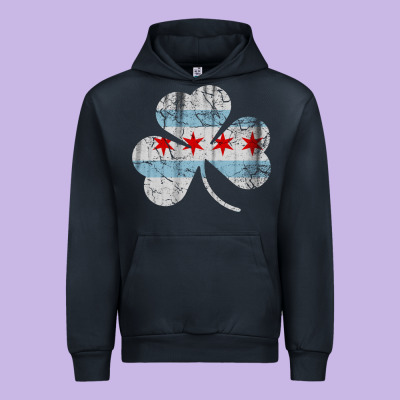 Irish Chicago Flag Shamrock Urban Hoodie Designed By Artisfamous