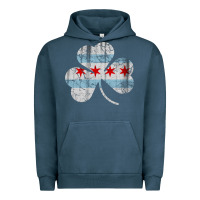 Pigment Midnight Navy irish chicago flag shamrock Urban Hoodie - artisFamous