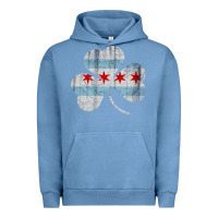 Pigment Pebble Blue irish chicago flag shamrock Urban Hoodie - artisFamous