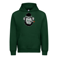 Forest Green Monkey Smoking Urban Hoodie - artisFamous