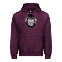Mauve Wine Monkey Smoking Urban Hoodie - artisFamous