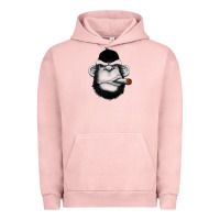 Pigment Salmon Monkey Smoking Urban Hoodie - artisFamous