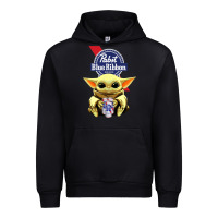 Black Baby Yoda Hugs Pabst Blue Ribbon Beer Urban Hoodie - artisFamous