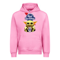 Fuchsia Pink Baby Yoda Hugs Pabst Blue Ribbon Beer Urban Hoodie - artisFamous