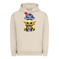 Pigment French Oak Baby Yoda Hugs Pabst Blue Ribbon Beer Urban Hoodie - artisFamous